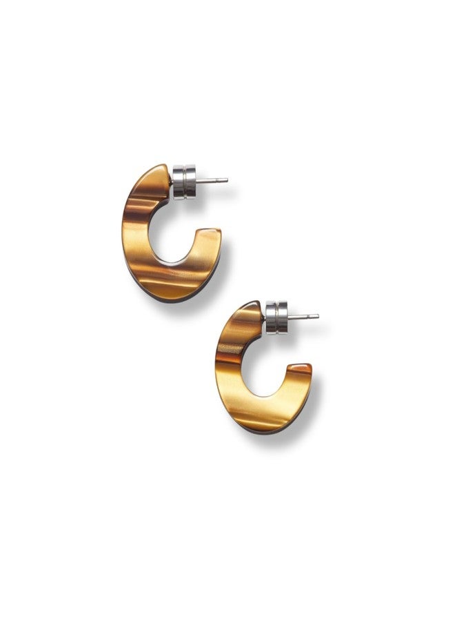 MACHETE Muse Circle Hoop Earrings Acetate Resin Fashion Jewelry for Women (Tiger's Eye) - Image 1