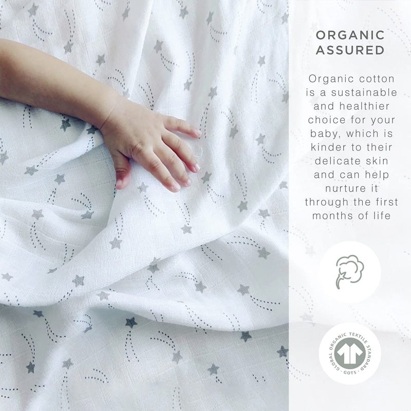 Masilo 100% Organic Cotton Crib Fitted Sheets for Crib Mattress-Baby Fitted Bed Sheet -Fits Upto 6" deep-All Round Elastic for Secure fit -Star Gold - Image 5