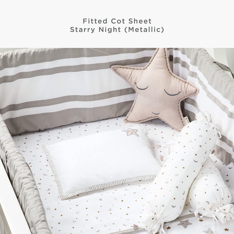 Masilo 100% Organic Cotton Crib Fitted Sheets for Crib Mattress-Baby Fitted Bed Sheet -Fits Upto 6" deep-All Round Elastic for Secure fit -Star Gold - Image 2