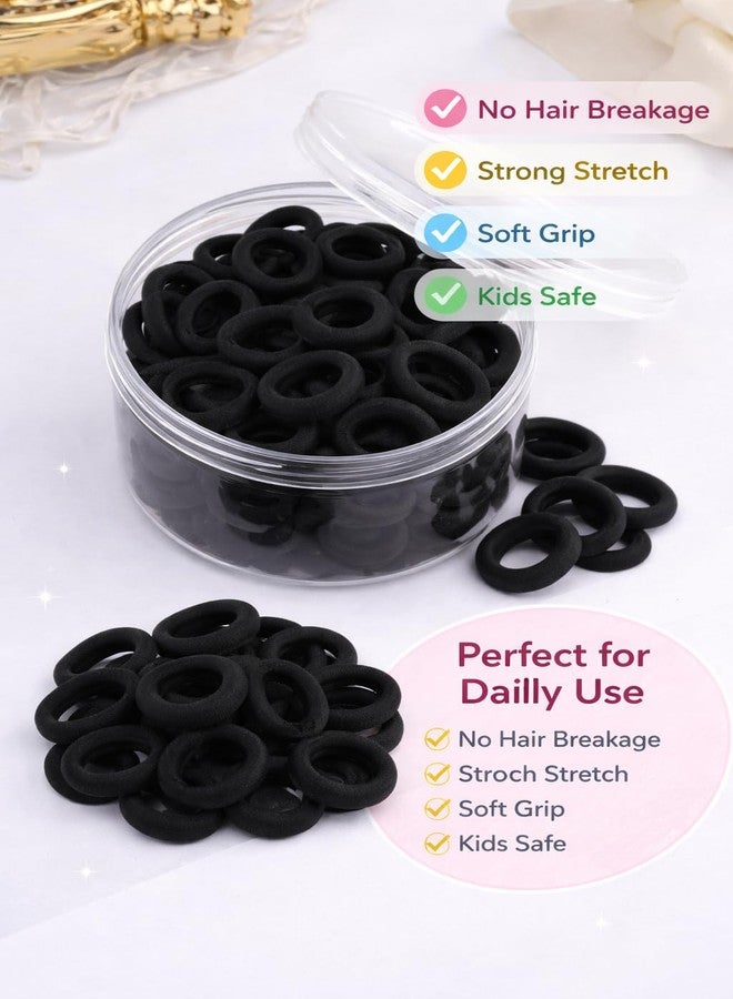Frescorr (100 pcs) Baby Hair Ties | Soft No-Damage Premium Elastic Mini Rubber Bands for girls | Strong Stretch Ponytail Holders | Daily Use Hair Accessories | (Black) - Image 3