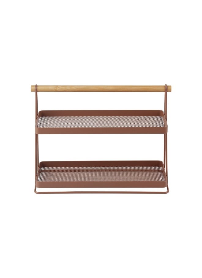 DANUBE HOME Danube Home Mocha 2-Tier Spice Rack,With Bamboo Bar 32.5 X 11.8 X 22 Cm | Iron Metal, Bamboo Spice Jar | Kitchen Spices Storage For Home - Brown  - Image 3