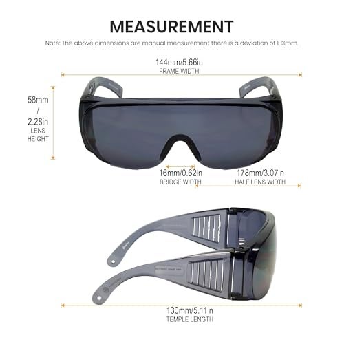 Calabria 1003 Fit Over Safety Glasses Fitover Prescription Eyewear Smoke Grey Men Women Large Wraparound Tinted Anti Scratch - Image 3