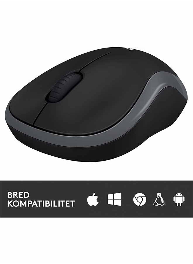 Logitech M185 Wireless Mouse, 2.4 GHz with USB Nano Receiver, 12 Months Battery Life, 1000 DPI Optical Tracking, for Left and Right Handed Users, Compatible with PC, Mac, Laptop - Grey