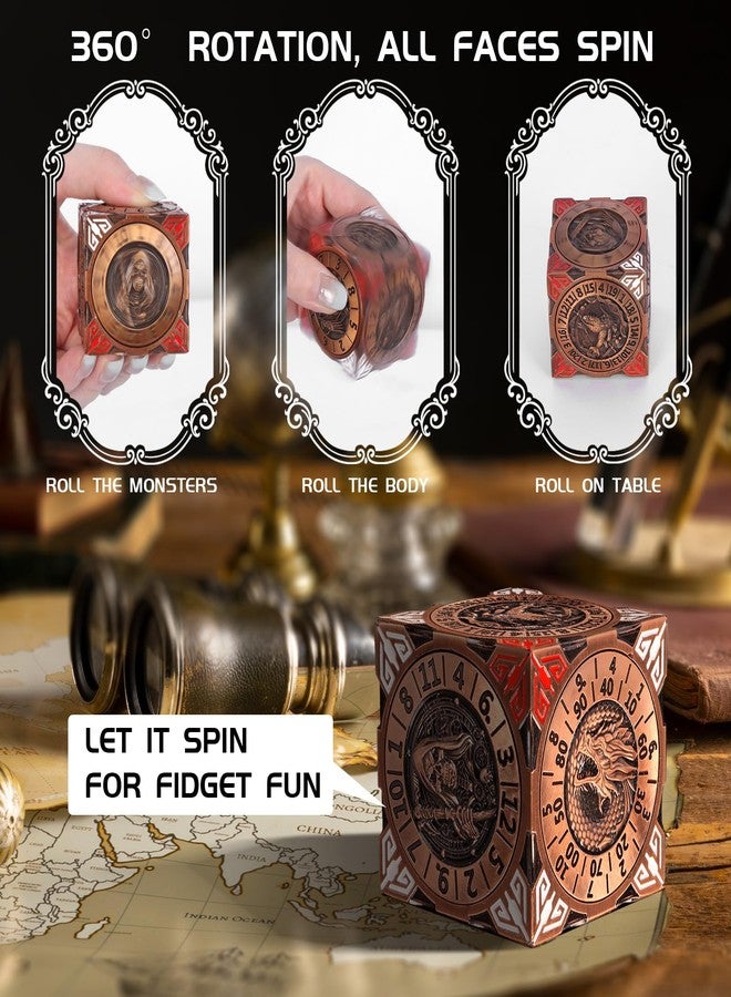 KDSPAROS 7 in 1 Spinner DND Dice Set, Metal Roulette DND Dice with 3D Relief for Dungeons and Dragons, Premium Unique Dice Spinner for DM & Tabletop Games RPG Players (Ancient Gold) - Image 5