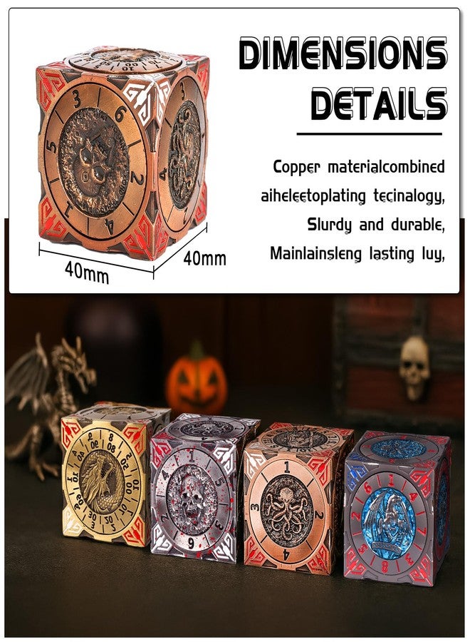 KDSPAROS 7 in 1 Spinner DND Dice Set, Metal Roulette DND Dice with 3D Relief for Dungeons and Dragons, Premium Unique Dice Spinner for DM & Tabletop Games RPG Players (Ancient Gold) - Image 2