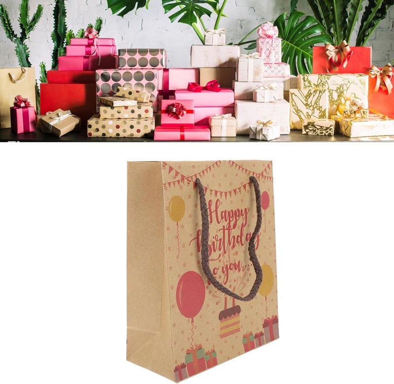 WiseZythum 12pcs Birthday Gift Bags, Cute Large Capacity Happy Birthday Party Favor Bags with Handle for Kids Girls, Durable Paper Gift Bags for Candy Toys Snacks (Type 2) - Image 2