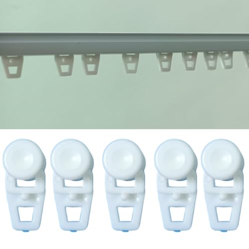 DEEGAA MART Plastic Curtain Track Runners – White Gliders for Ceiling or Wall Mounted Rails – Smooth Sliding Hooks for Drapery Tracks – Pack of 24 Accessories - Image 1