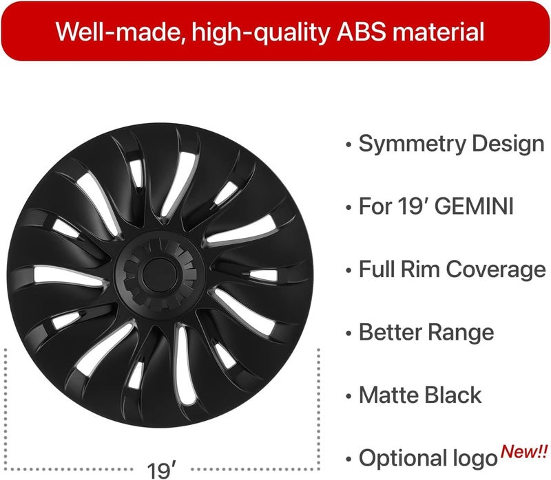 KAVANIC 19 Inch Matte Black Wheel Cover Hubcap for Tesla Model Y - Uberturbine Style Replacement - Image 3