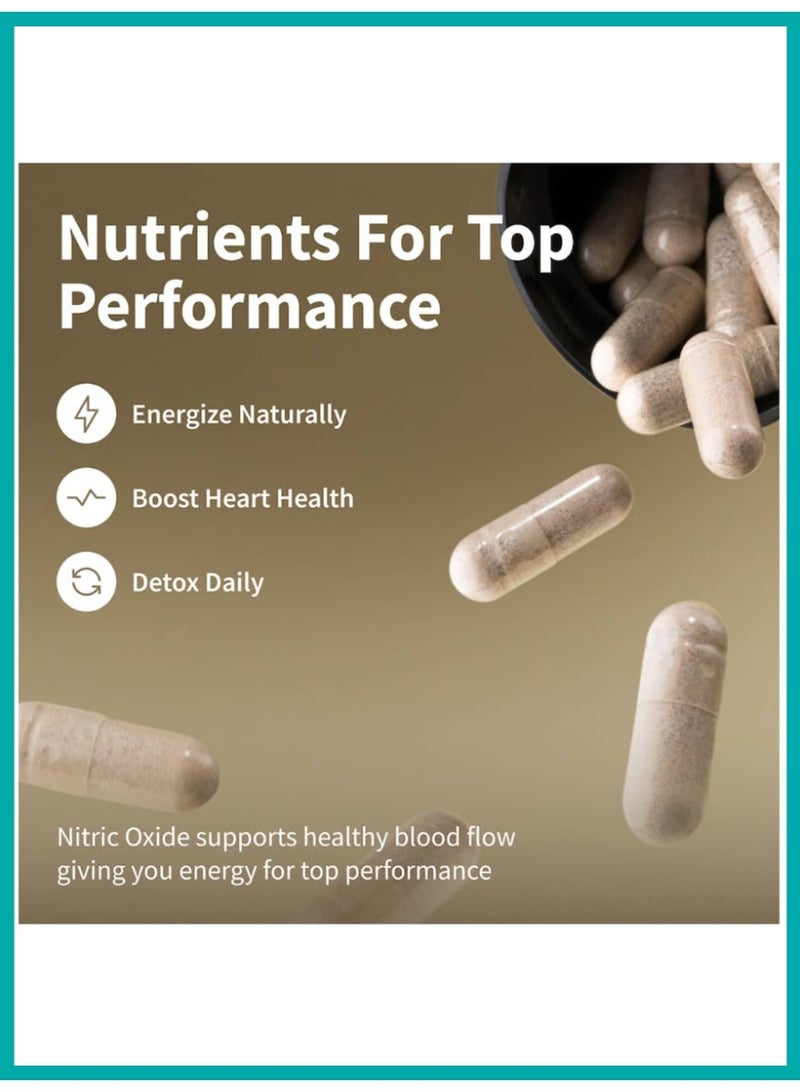SNAP SUPPLEMENTS Nitric Oxide Booster Supplement – Amino Acids & Botanical Blend – Supports Energy, Endurance & Heart Health – 60 Capsules - Image 2