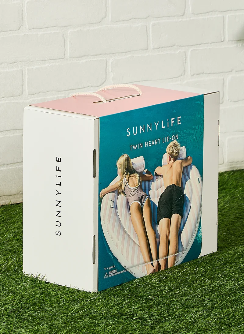 SUNNY LIFE Twin Heart Lie-On Stole My Heart Pink Stripe