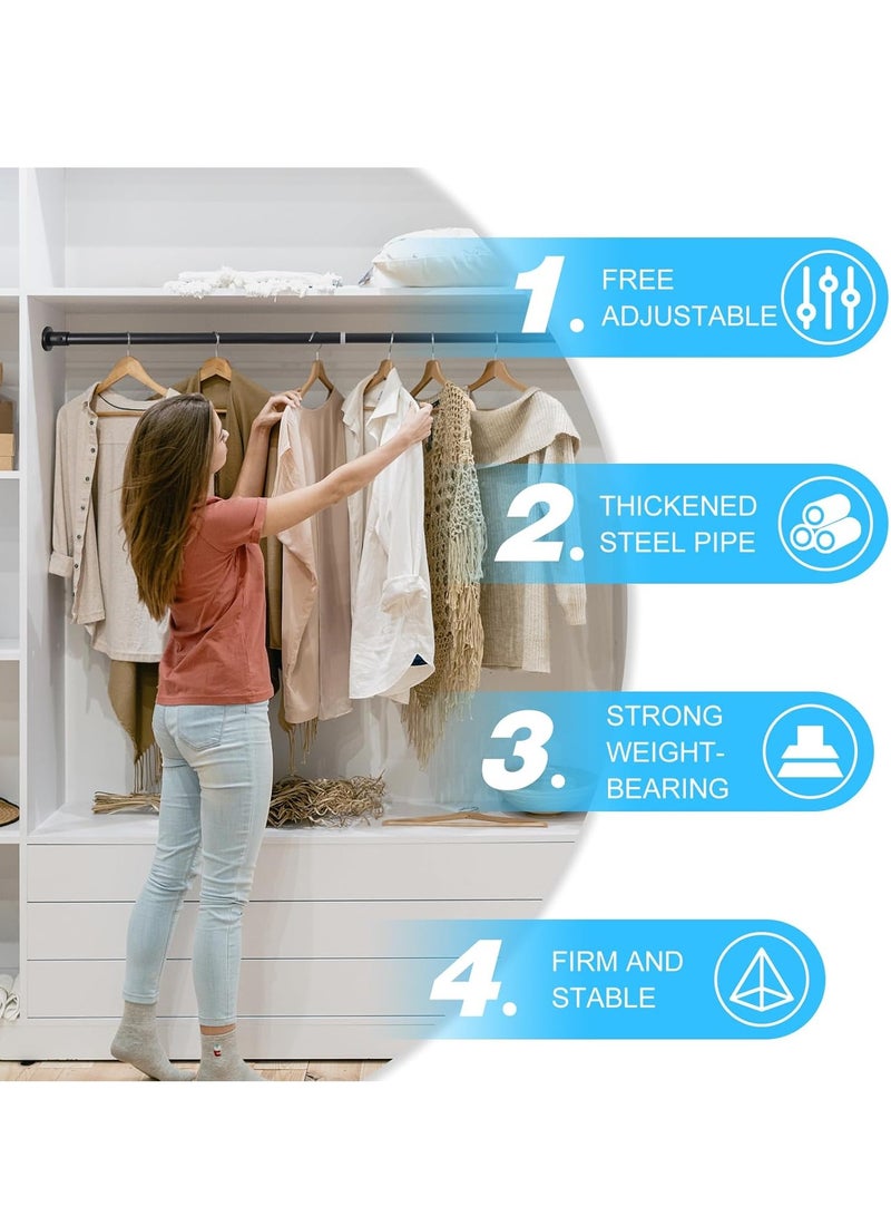 XiuWoo Extendable Metal Wardrobe Rod, Thickened Steel Wardrobe Rail Tube, Wardrobe Clothes Hanging Pole, Extensible Closet Bar, Telescopic Closet Pole 55cm-80cm - Image 2