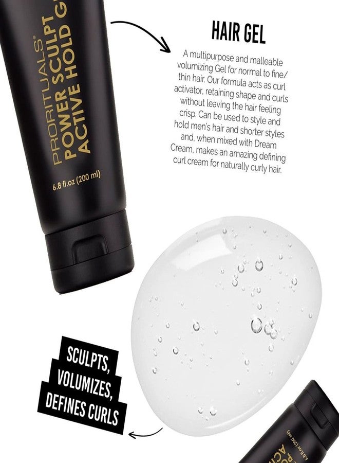 Prorituals Power Sculpt Active Hold Mens Hair Gel - Classic Hair Gel for Men, Light Hold, Styling Pomade For Men with Aloe and Almond Oil, 6.8 fl oz - Image 2