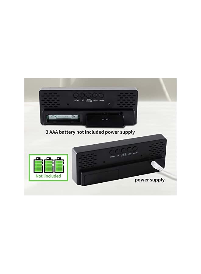 Raxoom Digital Alarm Clock for Bedroom,Mirror Surface LED Electronic Clocks,Snooze Model,Voice Control,12/24H Display,Adjustable Brightness,Office,Table,Bedside,USB Charging Port (Black) - Image 2