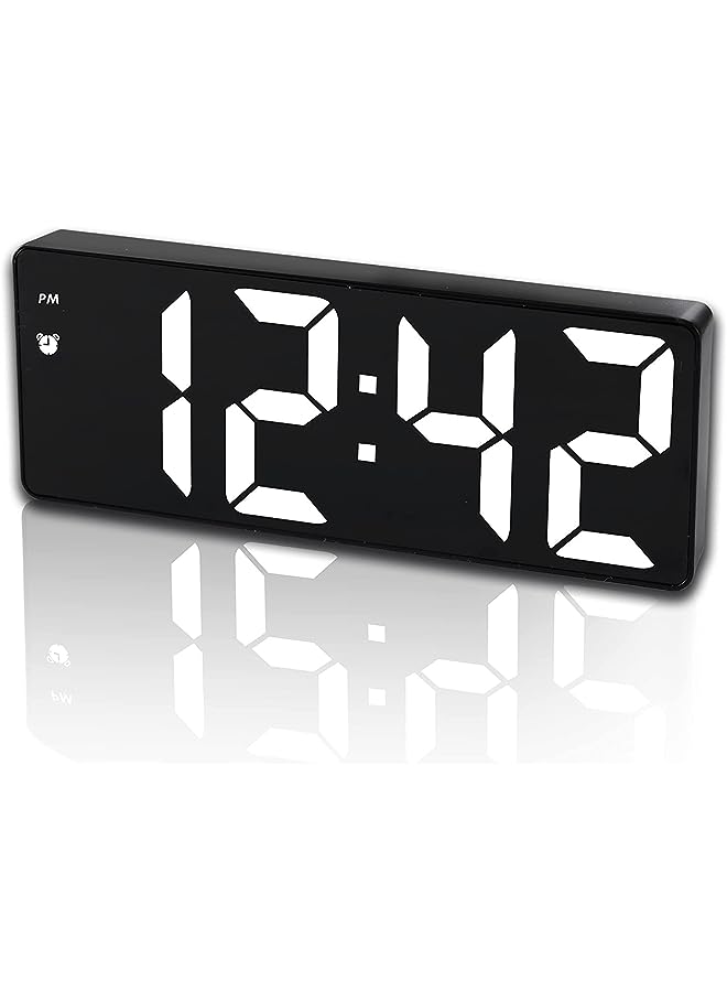 Raxoom Digital Alarm Clock for Bedroom,Mirror Surface LED Electronic Clocks,Snooze Model,Voice Control,12/24H Display,Adjustable Brightness,Office,Table,Bedside,USB Charging Port (Black) - Image 1