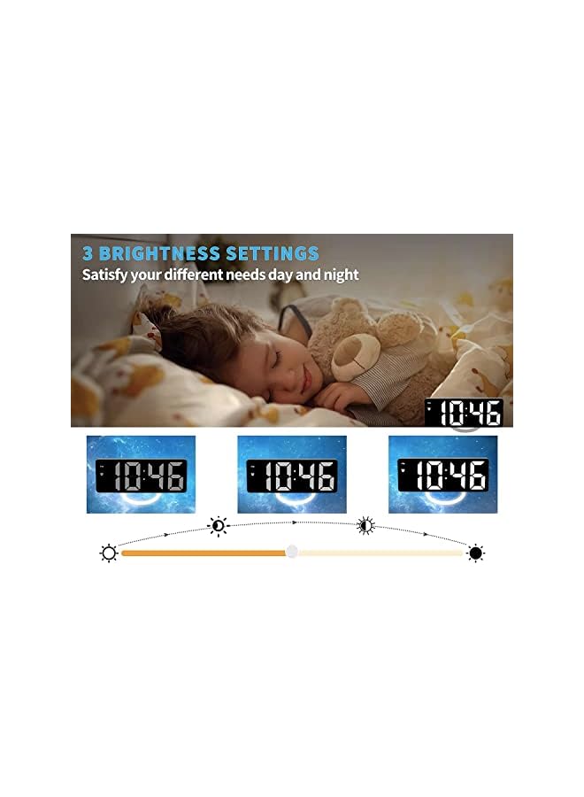 Raxoom Digital Alarm Clock for Bedroom,Mirror Surface LED Electronic Clocks,Snooze Model,Voice Control,12/24H Display,Adjustable Brightness,Office,Table,Bedside,USB Charging Port (Black) - Image 3