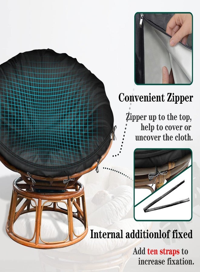 Iceberg Elf Papasan Cushion Cover Waterproof Only,(for 47in-55in Outdoor Indoor Papasan Chair Cushion Covers) Black, Zipper Design for Easy Closure and Removal, Silky Smooth Fabric - Image 4