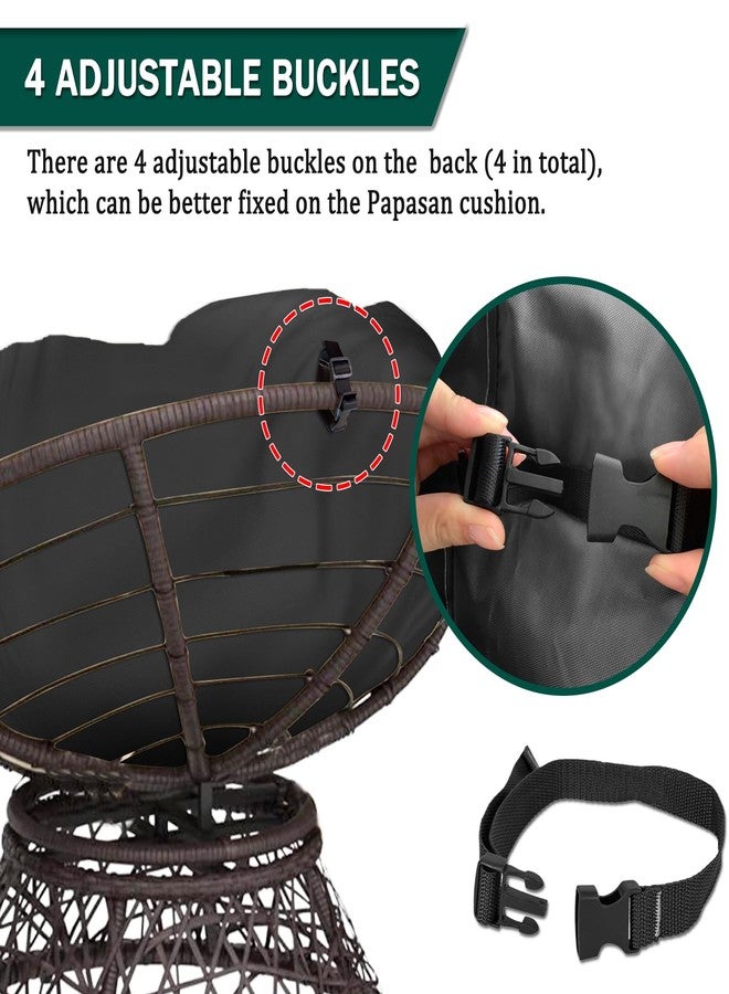 Iceberg Elf Papasan Cushion Cover Waterproof Only,(for 47in-55in Outdoor Indoor Papasan Chair Cushion Covers) Black, Zipper Design for Easy Closure and Removal, Silky Smooth Fabric - Image 3