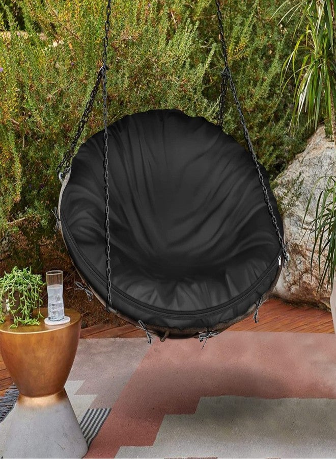 Iceberg Elf Papasan Cushion Cover Waterproof Only,(for 47in-55in Outdoor Indoor Papasan Chair Cushion Covers) Black, Zipper Design for Easy Closure and Removal, Silky Smooth Fabric - Image 5
