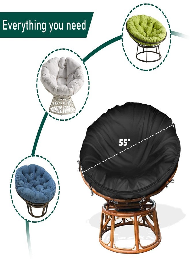 Iceberg Elf Papasan Cushion Cover Waterproof Only,(for 47in-55in Outdoor Indoor Papasan Chair Cushion Covers) Black, Zipper Design for Easy Closure and Removal, Silky Smooth Fabric - Image 2
