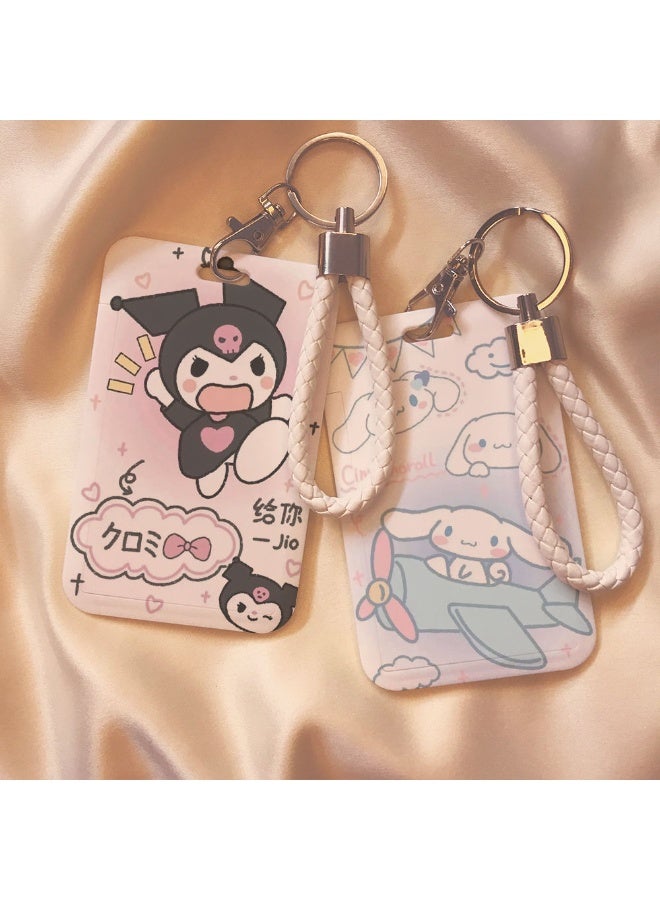 NIBEMINENT 1 - Piece Yugui Dog Kuromi Kpop Photo Card Holder Pendant Key Chain ID Badge Holder ID Card Holder Photo Card Protector for School ID Office ID Access Card for Women Girls - Image 2