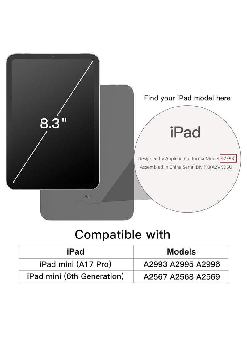 DUSALA Rotating Case for iPad mini (A17 Pro, 2024 Model, 7th Generation) / mini 6 (2021 Model, 6th Generation) with Pencil Holder,360 Degree Rotation Protective Stand Slim Cover Clear Back, Auto Wake/Sleep (iPad mini) - Image 2