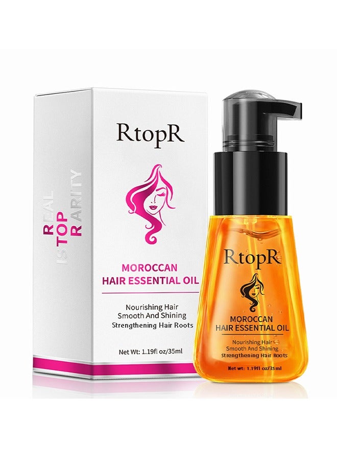 RtopR Moroccan Hair Essential Oil, Repair and Strengthen Damaged Hair Roots, No Shampoo Hair Mask, Moisturize Hair Care Essence - 35ML - Image 1