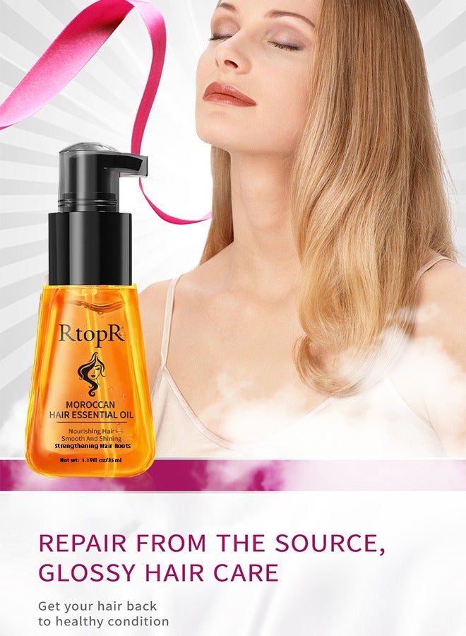 RtopR Moroccan Hair Essential Oil, Repair and Strengthen Damaged Hair Roots, No Shampoo Hair Mask, Moisturize Hair Care Essence - 35ML - Image 4