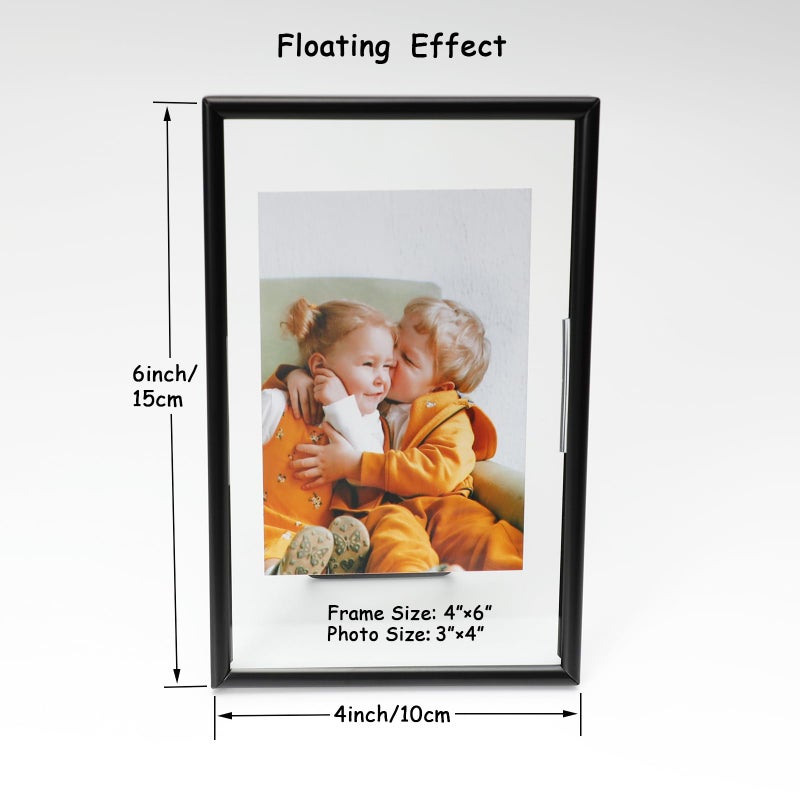 أهاجو Ahago Black Floating Frame (4 "" x6 "رأسية) مع قلب رومانسي لأحجام الصور 3x5 2x3 1x2 على الطاولة على الطاولة إطار صورة راقية للمنزل المهرجان أو الزفاف - Image 2