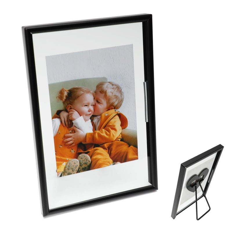 أهاجو Ahago Black Floating Frame (4 "" x6 "رأسية) مع قلب رومانسي لأحجام الصور 3x5 2x3 1x2 على الطاولة على الطاولة إطار صورة راقية للمنزل المهرجان أو الزفاف - Image 1