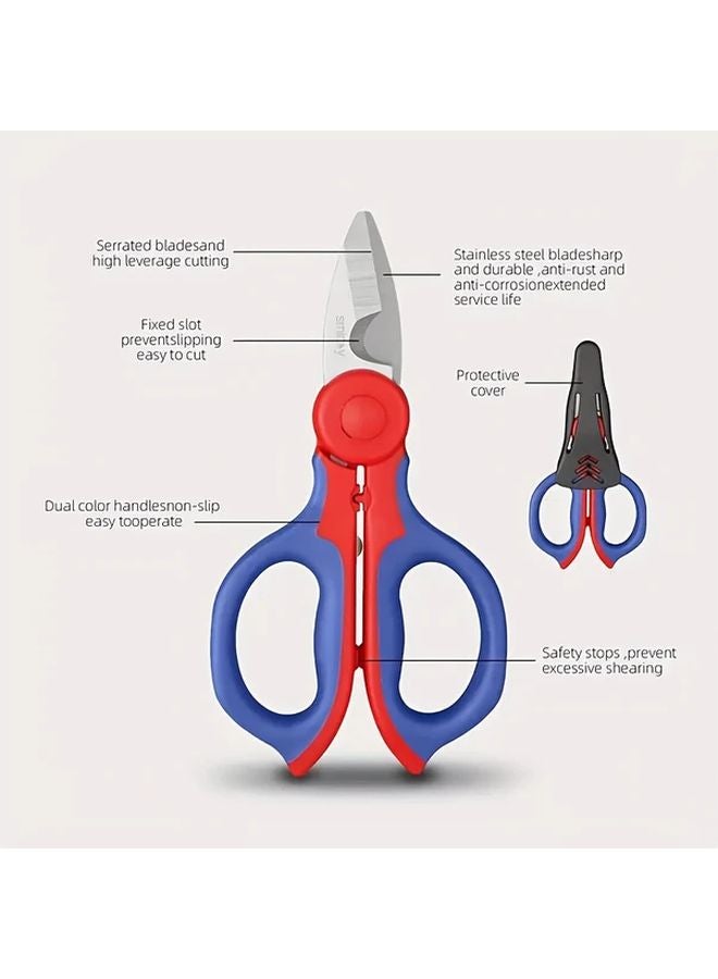 Electrician Scissors And Knife Set Dual Purpose Wire Stripper Cutter Random Color - Image 2