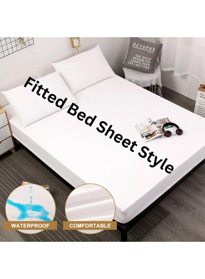 TW PREMIER Waterproof Cotton Terry Mattress Protector - 30cm Deep Pocket Fitted Bed Sheet Style, Breathable & Noiseless Mattress Cover - Image 3