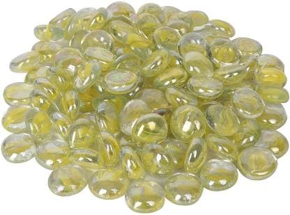TRADESK Anky Decoration Glossy Fire Glass Pebbles for Aquarium Fish Tank Vase Filler Home Garden Landscape Decoration Yellow 450g - Image 1