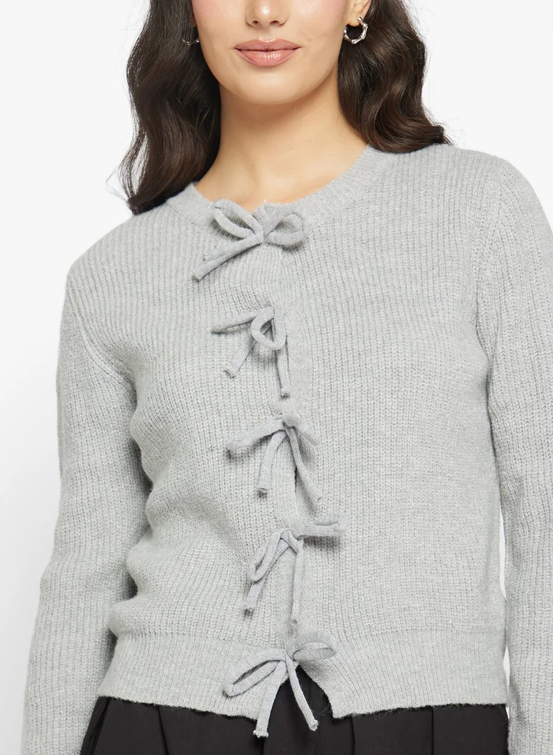Ginger Knitted Bow Tie Detail Cardigan