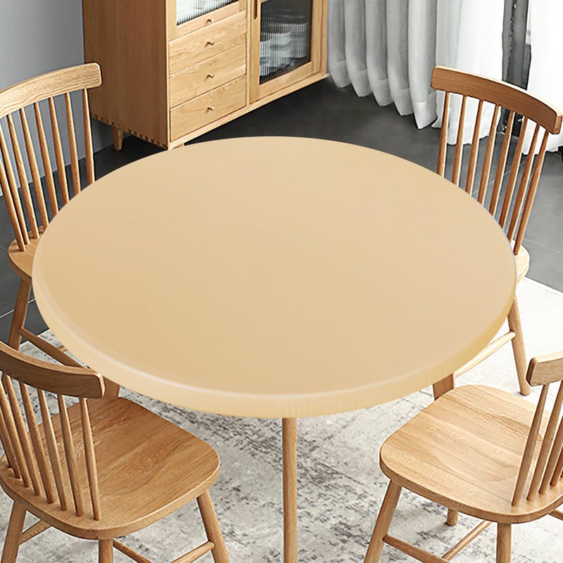 Obstal Fitted Round Table Cloth Reversible Waterproof Stain Resistant Elastic Stretch Tablecloth Wipe Clean Table Cover for OutdoorIndoor Use Fits Round Tables up to 40 44 Diameter Champgane
