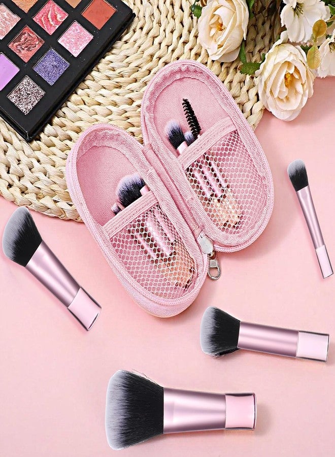 CoolShef مجموعة فرش مكياج صغيرة للسفر من كول شيف، 10 قطع، تتضمن أحمر خدود، بودرة، وظلال عيون، فرش مكياج للنساء، طقم مستحضرات تجميل وردي صغير الحجم لعشاق الجمال والمبتدئين - Image 5
