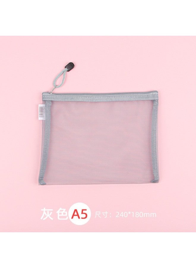 HELPS حقيبة ملفات شفافة للمكتب سعة كبيرة من النايلون الشبكي حقيبة معلومات متينة A4 للطلاب حقيبة تخزين محمولة بسحاب - Image 1