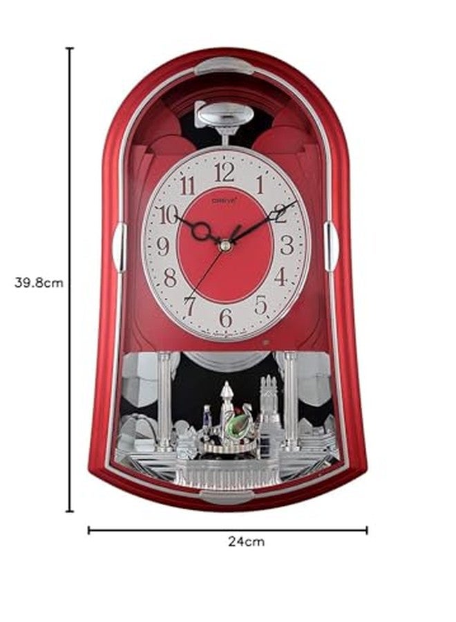 Oreva Plastic Rotating, Swinging and Musical Pendulum Wall Clock (24.0 cm x 8.2 cm x 39.8 cm, AQ-2187) (Red) - Image 3