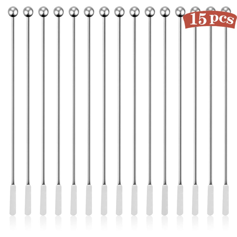 Csdtylh 15Pcs Metal Stir Sticks, Stainless Coffee Stirrers Reusable, Swizzle Sticks for Cocktails, Multifunctional Stir Sticks for Epoxy, Resin, Coffee, Wine, Drinks, Tea, Paint, Crafts, Ink,Oil,etc. - Image 1