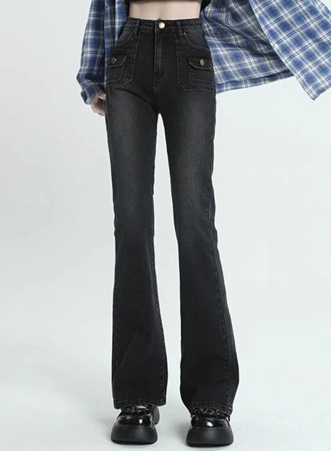 يونيكي Black Cotton Slim Fit High-Rise Jeans