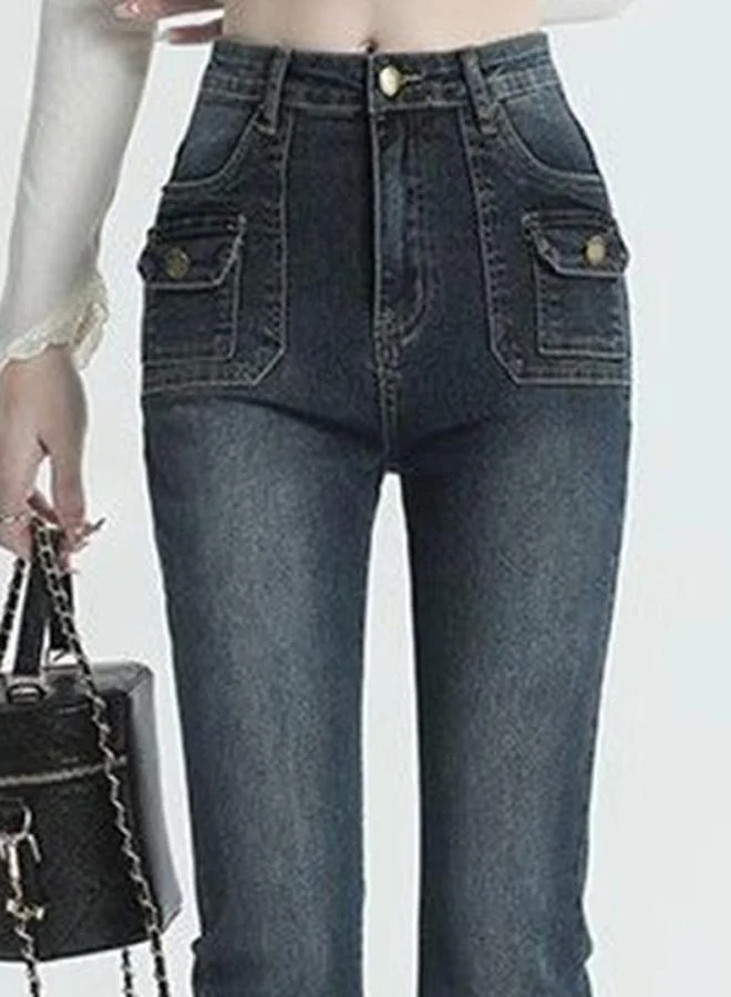 يونيكي Black Cotton Slim Fit High-Rise Jeans