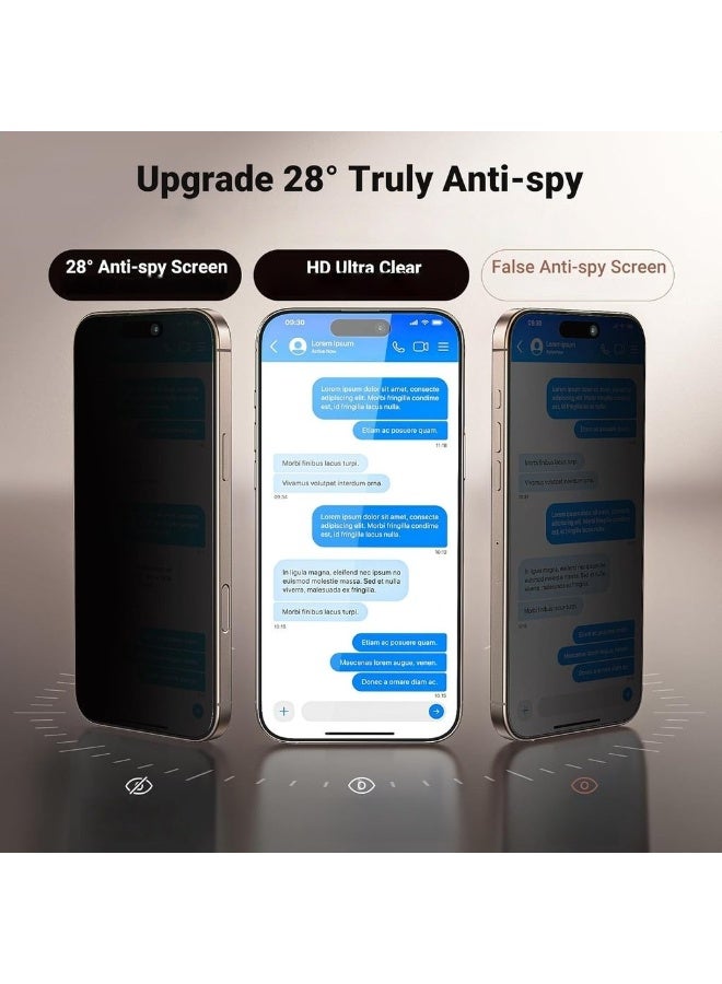 3 Pack For IPhone 16 Pro Max Screen Protector Privacy 6.9'' 100% Privacy Protection Ultimate Drop Protection 1:1 Full Coverage Anti Spy Screen Protector 9H Tempered Glass Fit For Most - Image 3