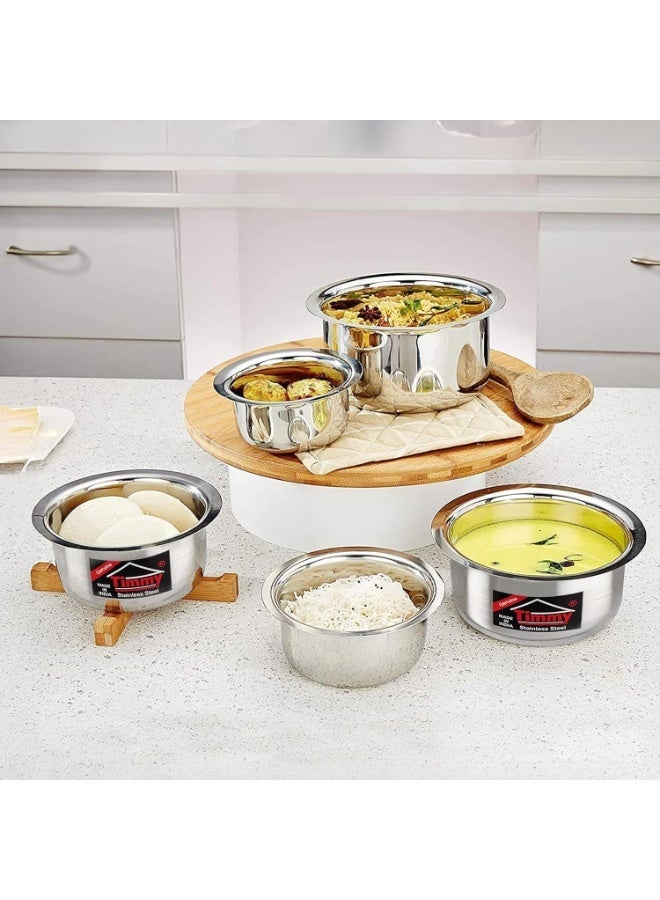 Timmy Stainless Steel 5-Piece Cooking Pot Set | Durable Cookware with Lids | Gas & Induction Compatible | Easy-to-Clean Pots for Everyday Cooking & Family Meals - Image 5