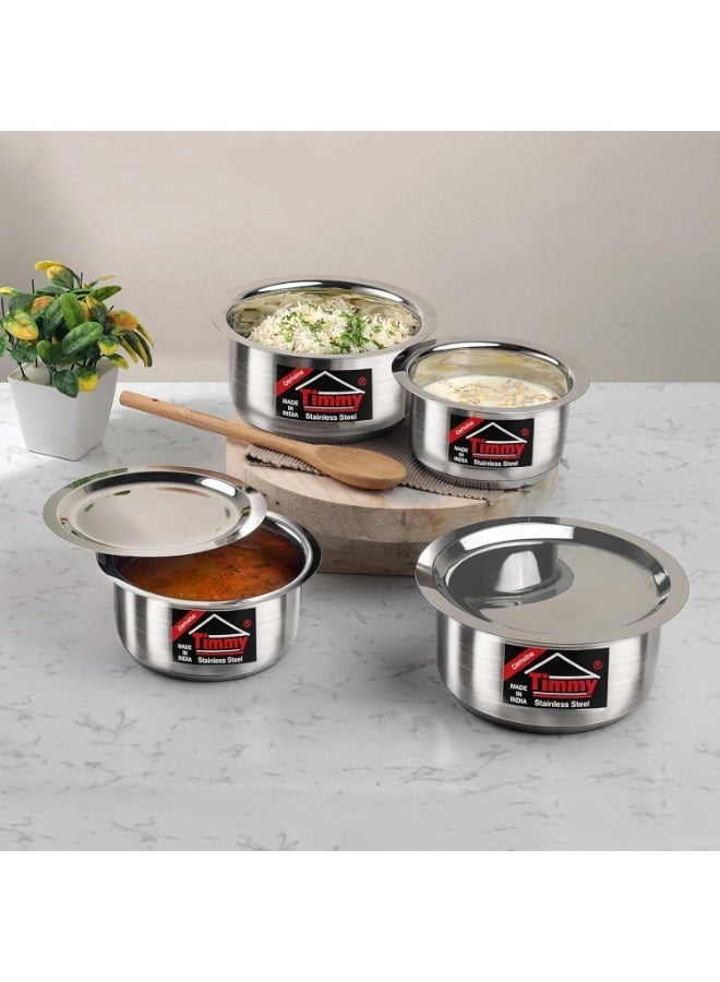 Timmy Stainless Steel 5-Piece Cooking Pot Set | Durable Cookware with Lids | Gas & Induction Compatible | Easy-to-Clean Pots for Everyday Cooking & Family Meals - Image 3