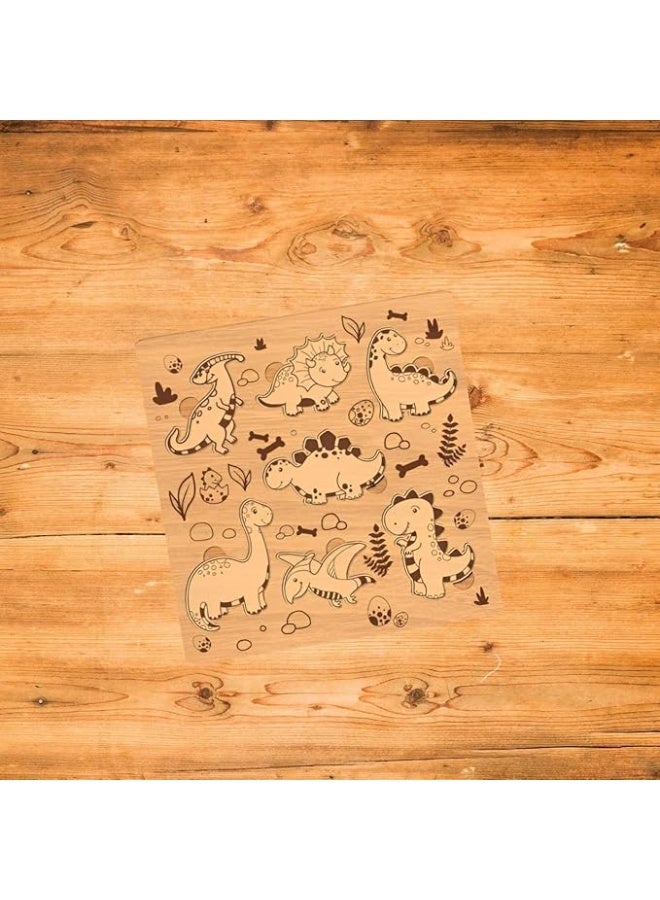 لوحة فنية جدارية بنمط ديناصور خشبي، لوح خشب ام دي اف مقطوع بالليزر، 29 × 30 سم، ديكور غرفة الاطفال، تصميم كرتوني لطيف - Image 3