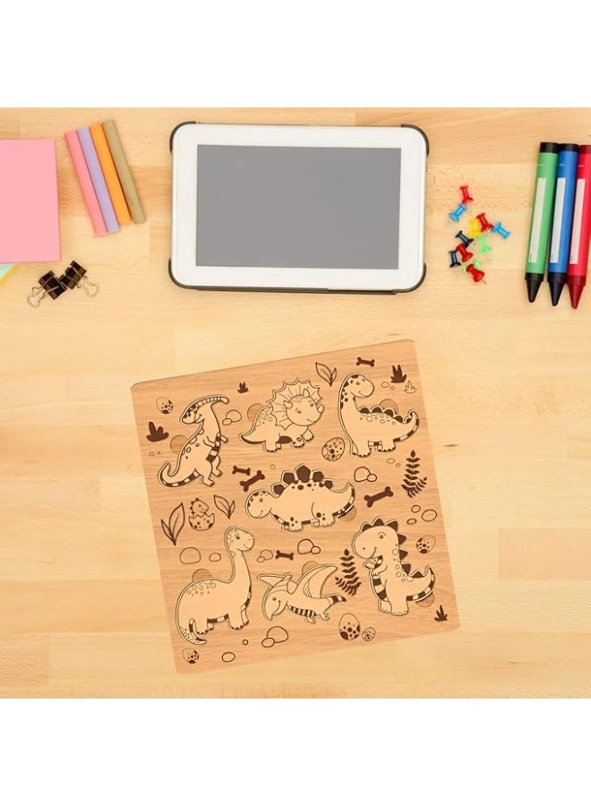 لوحة فنية جدارية بنمط ديناصور خشبي، لوح خشب ام دي اف مقطوع بالليزر، 29 × 30 سم، ديكور غرفة الاطفال، تصميم كرتوني لطيف - Image 2