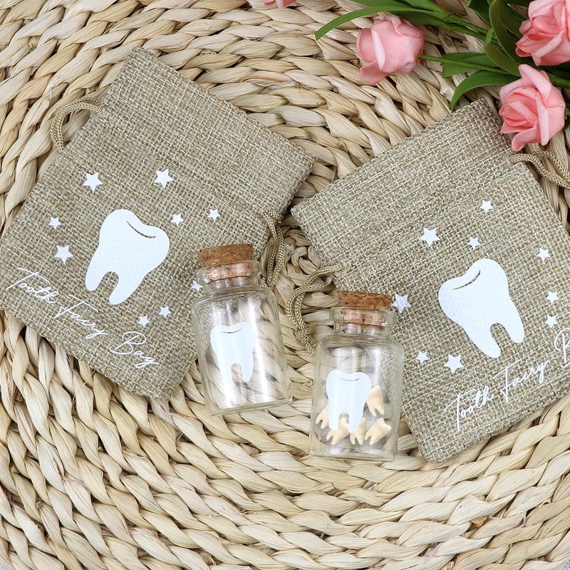 Free-Space Tooth Fairy Bag Set With 2 Small Glass Bottles - Kids Keepsake - Image 3