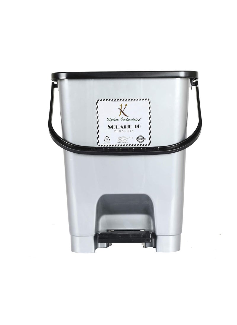Kuber Industries Kuber Industries Premium Plastic Pedal Dustbin 10 Ltr GreyPack of 2KUBMART16405  - Image 3
