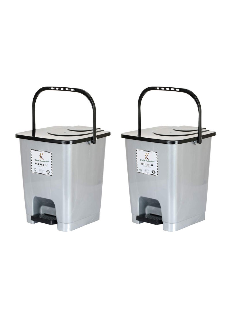 Kuber Industries Kuber Industries Premium Plastic Pedal Dustbin 10 Ltr GreyPack of 2KUBMART16405  - Image 1