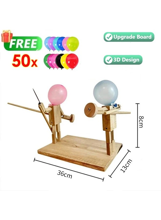 Two-player battle balloon toy, wooden balloon duel game, puppets that fight! (50 balloons for free) - Image 1