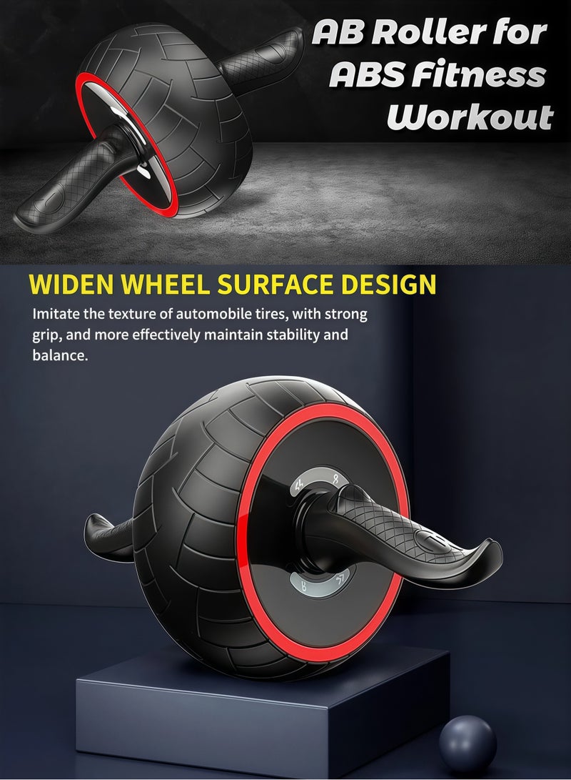 Generic Abdominal wheel, abdominal wheel, abdominal roller, abdominal muscle trainer, core muscle training abdominal muscle wheel, automatic rebound, suitable for core strength training, fitness, exercise, sports, weight loss, red (with anti-slip pad inside) - Image 4
